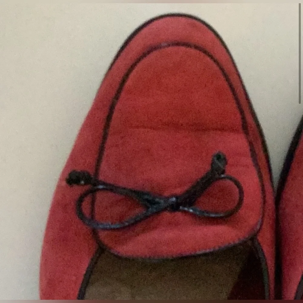 Size 7 Size 7 100% AUTHENTIC Salvatore Ferragamo Red Suede Slip On Loafers - Picture 3 of 11
